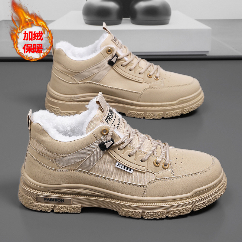 2024 otoño nuevos zapatos de hombre herramientas de viento botas Martin deportivas casuales de trabajo impermeable suela gruesa resistente al desgaste de alto nivel y vello