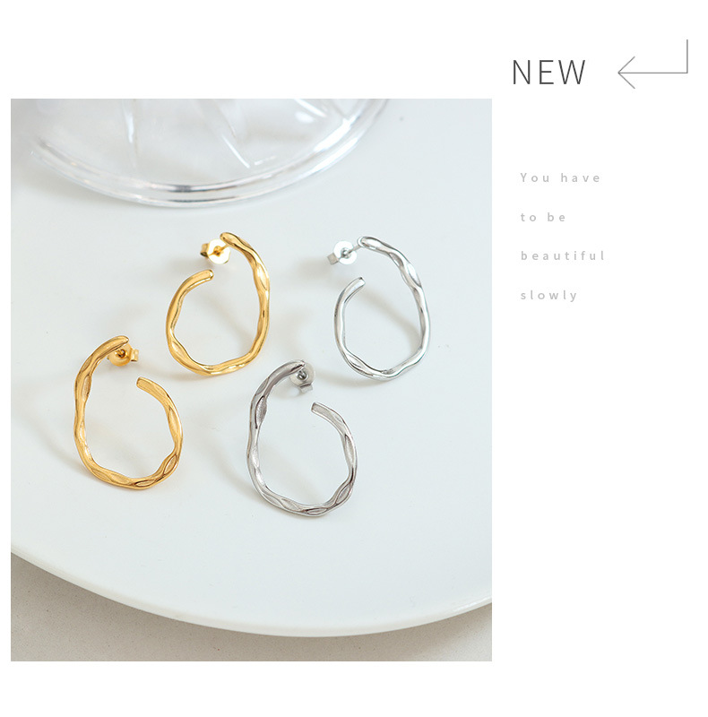Solid Color Pattern Women'S Gender Fashion Solid Color Plating 304 Stainless Steel 18K Gold Plated Ear Studs