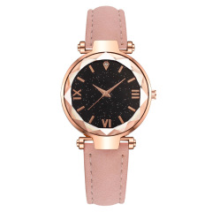 Fashionable New Style Starry Sky Women's Watch with Leather Strap, Trendy and Simple Korean Version for Students and Influencers