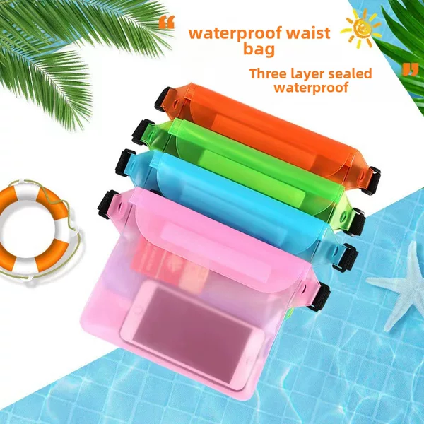 Mobile Phone Waterproof Bag Touchscreen Outdoor Drifting Portable Items Transparent Sealed Storage Bag Swimming Waist Bag Crossbody Bag