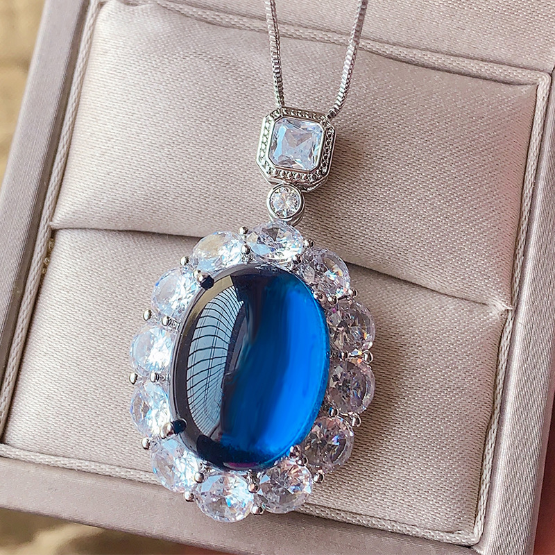 2024 nueva joyería Zhuang Shengsheng simulación europea paloma sangre rojo corindón azul punta cristal liso traje retro principal 15*20