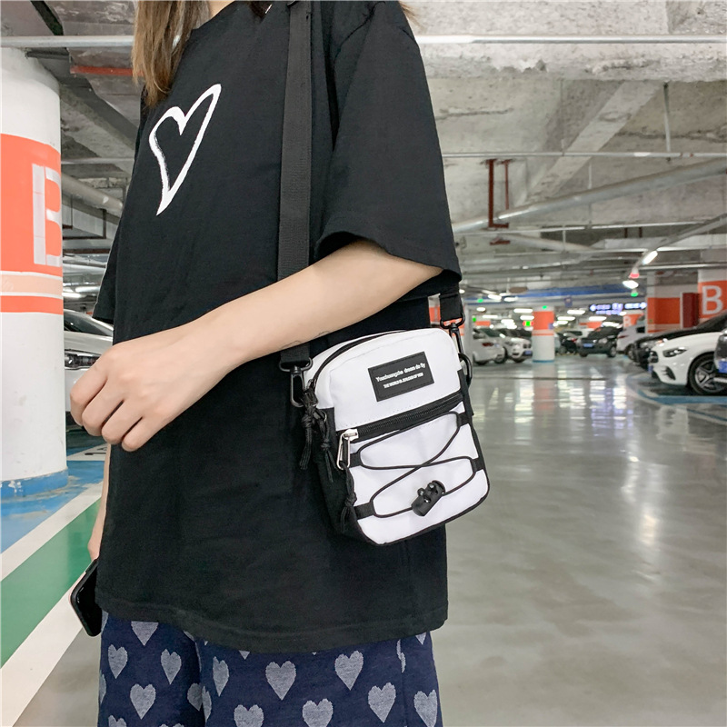 67g Weight Zipper Closure Type Single Shoulder Strap Strap Type Crossbody Bag Bags Type Nylon Material Letter Pattern Streetwear Style Square Shape Khaki, Light Grey, White, Black Color Small Size Small Nylon Letter Streetwear Square Zipper Crossbody Bag 43