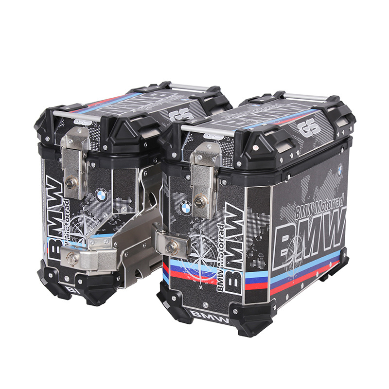 38L Left Exhaust Side Box Motorcycle Universal Aluminum Alloy 45L Tail Box Waterproof Three-Box Anti-Theft Travel Storage Box