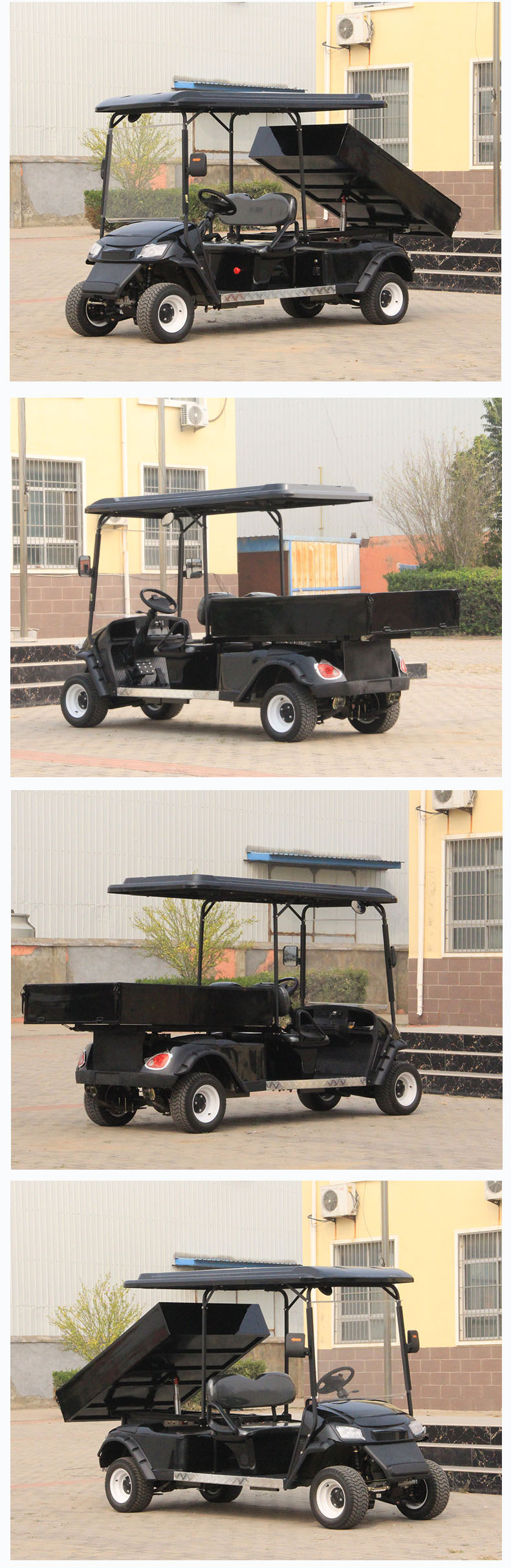 Electric Golf Cart with Cargo Box, 2-Seater, Dual-Purpose for Sightseeing and Cargo Transport, Self-Unloading Cargo Box, Material Transfer Vehicle