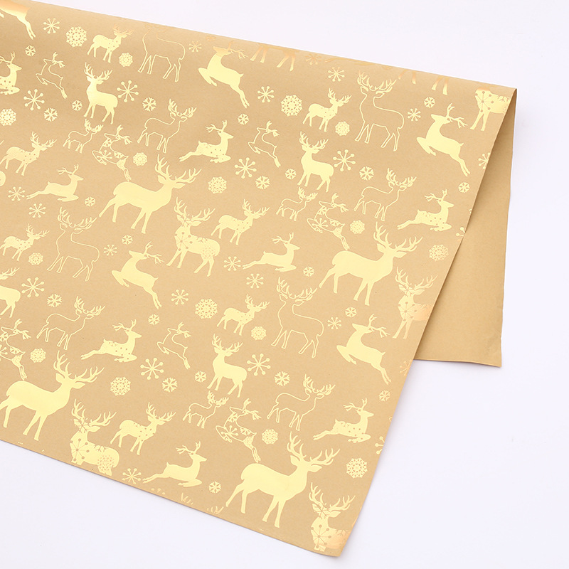 Papel de regalo de Navidad nuevo transfronterizo al por mayor caja de regalo dorada engrosada papel de regalo de Navidad