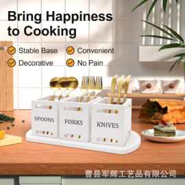 木质厨房用餐具收纳盒刀叉筷勺分类木盒带托盘餐厅分类储存盒