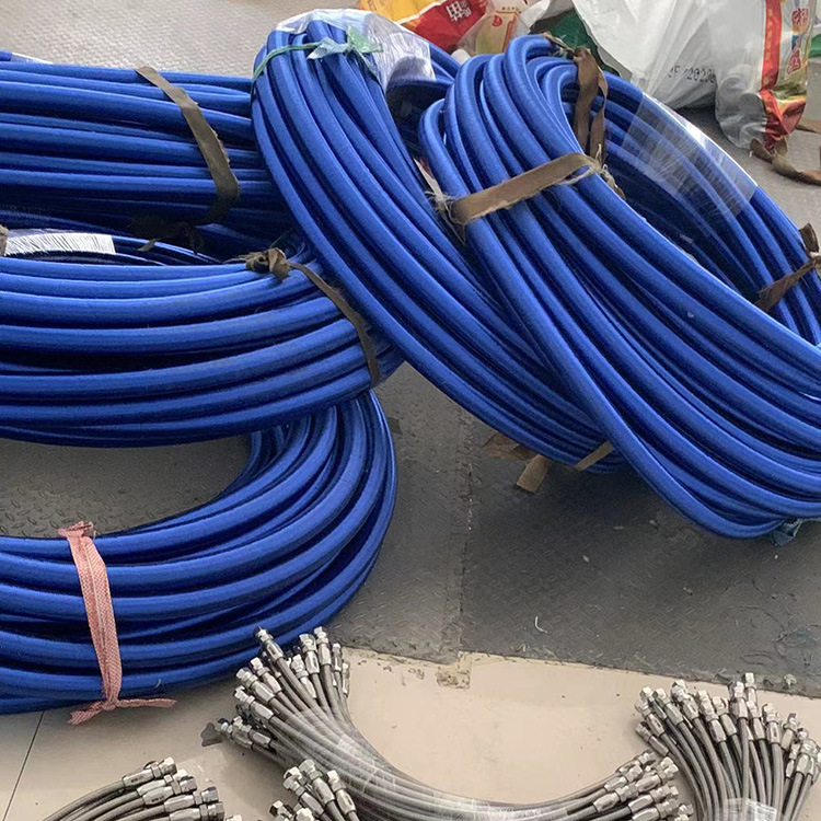 液压油管外编蓝线橡胶管鑫泽矿用高压钢丝编织胶管
