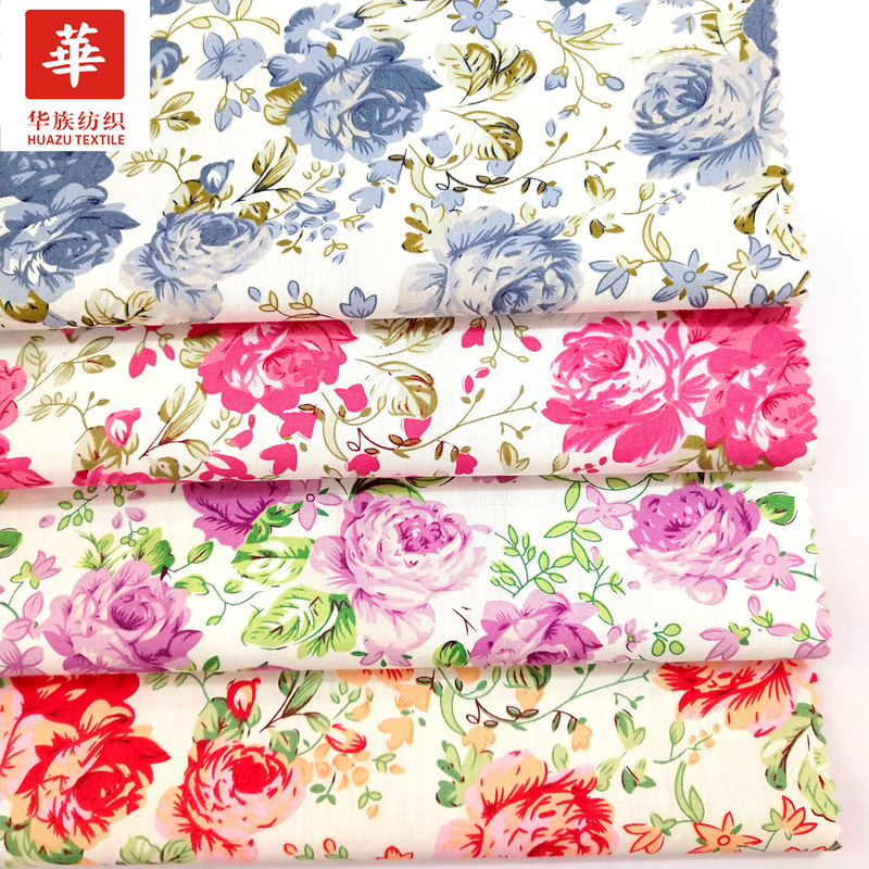 大量供应多种府绸全棉纯棉印花布 玫瑰花小碎花 服装面料现货批发