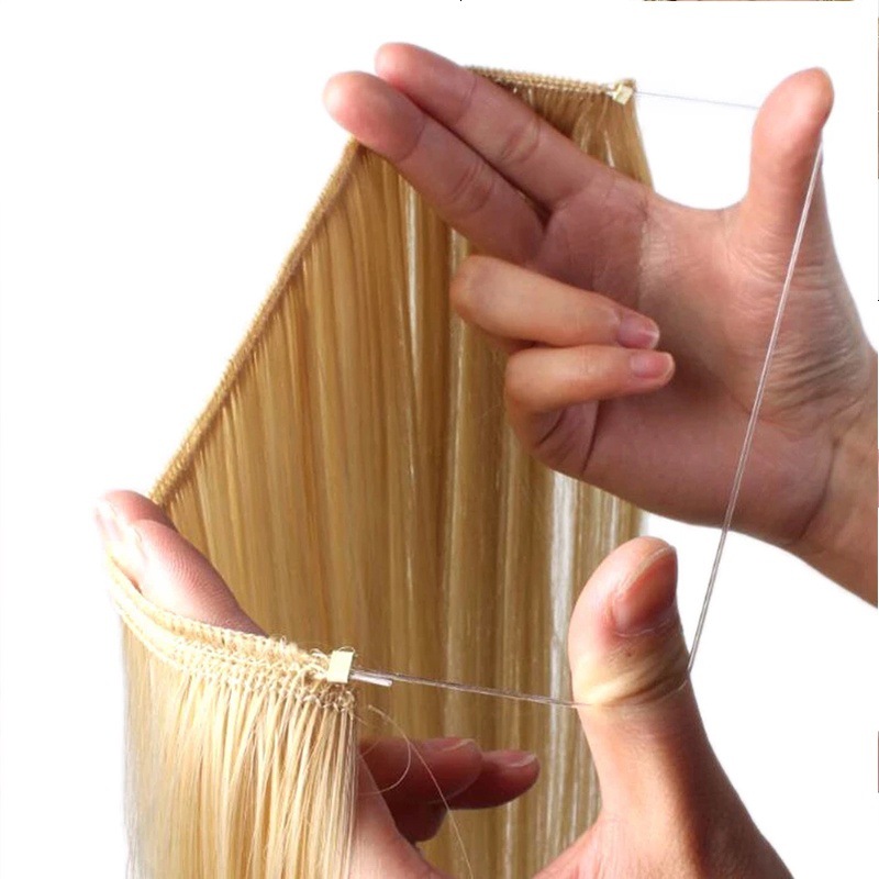 Rideau en fil de poisson long et droit en cheveux synthétiques_voghion.com