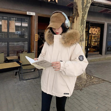 2025冬新款毛领派克羽绒服女短款宽松韩版小个子男女情侣工装外套