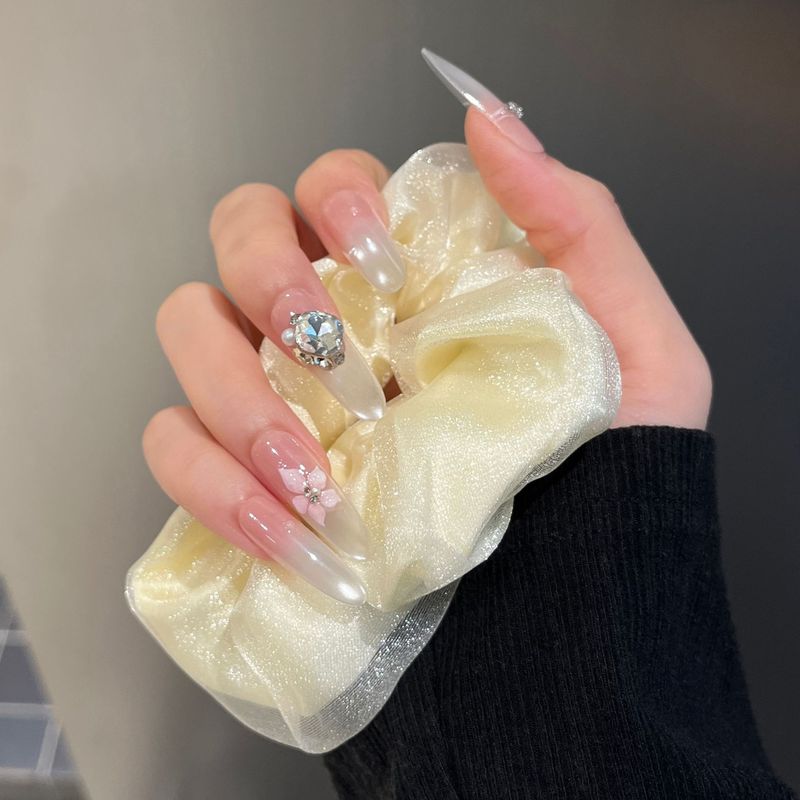 純粋な手作りの純粋な欲望スタイルのウェアラブルネイル、細い犬の長いフレンチキャットアイマニキュア、完成した取り外し可能なネイル、メーカー卸売|undefined