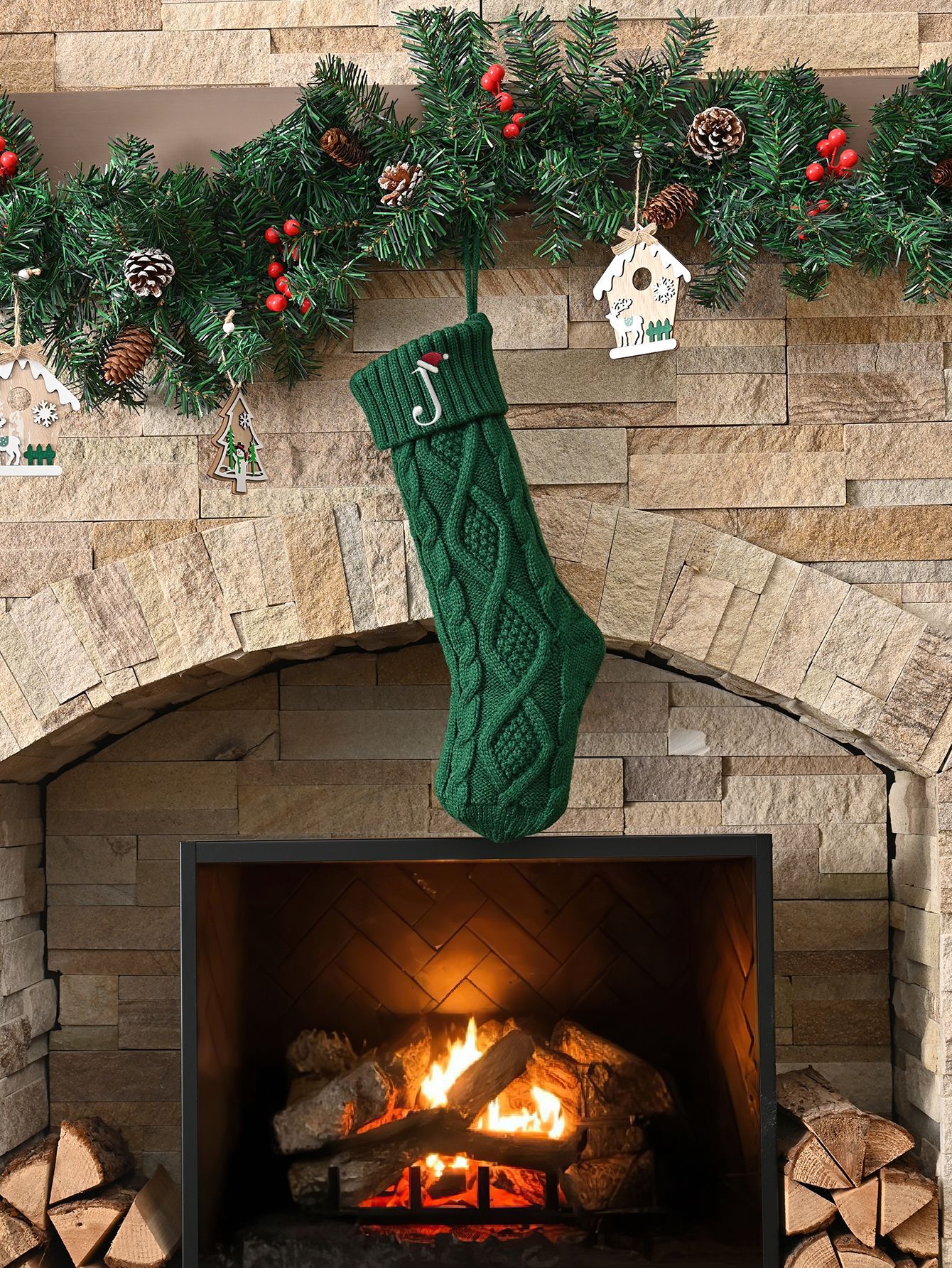 Amazon Europa y los Estados Unidos medias de Navidad personalizadas bordadas calcetines de letras de punto medias de regalo de Navidad colgantes fabricantes image 86