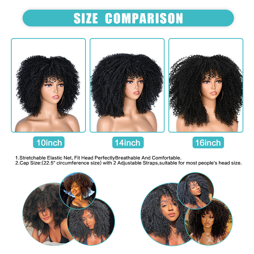 Parrucca sintetica afro corta per donna stile africano_voghion.com