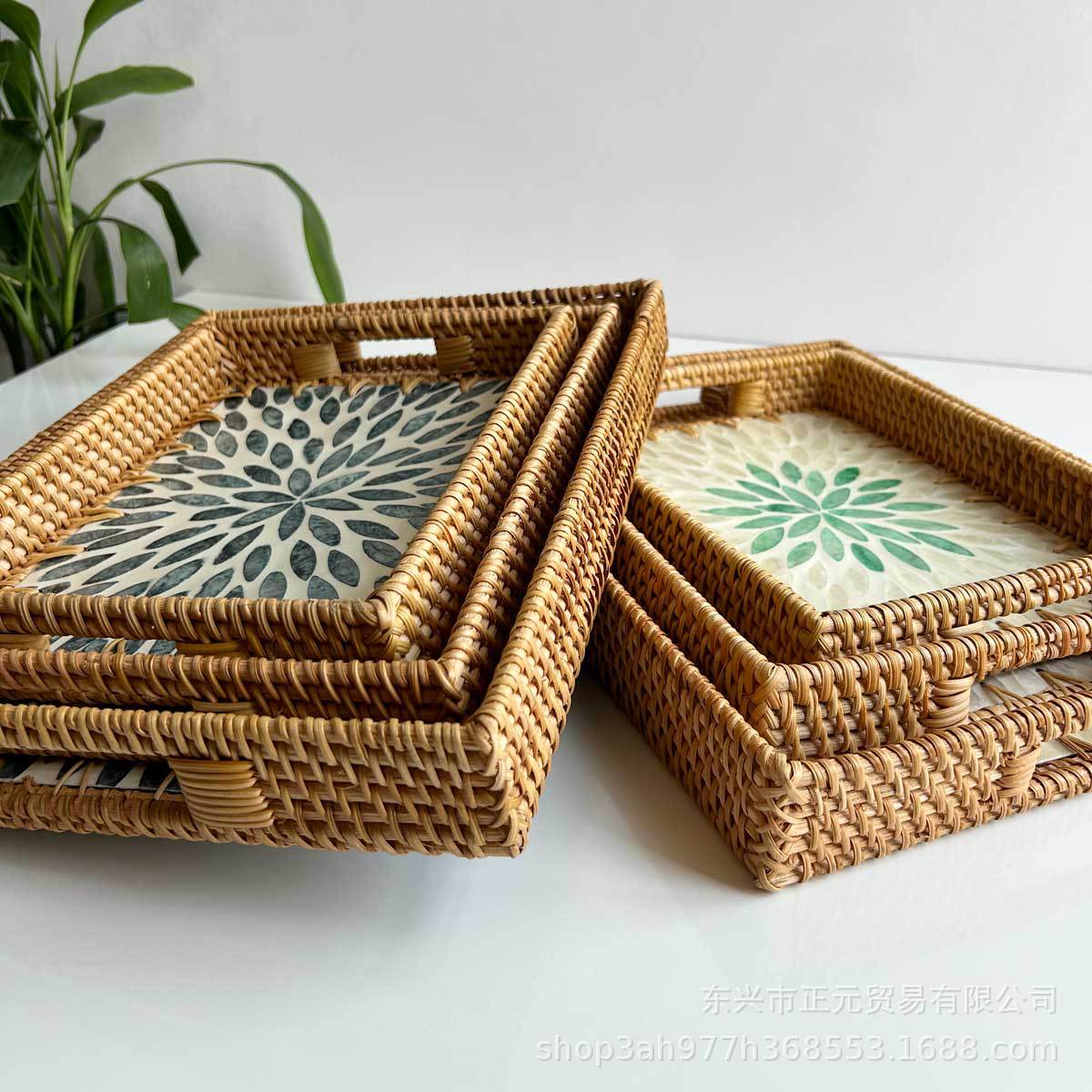 bandeja de conchas de caña, bandeja de conchas de bocadillos, bandeja de pan doméstica, bandeja de té, bandeja de té, mesa de té