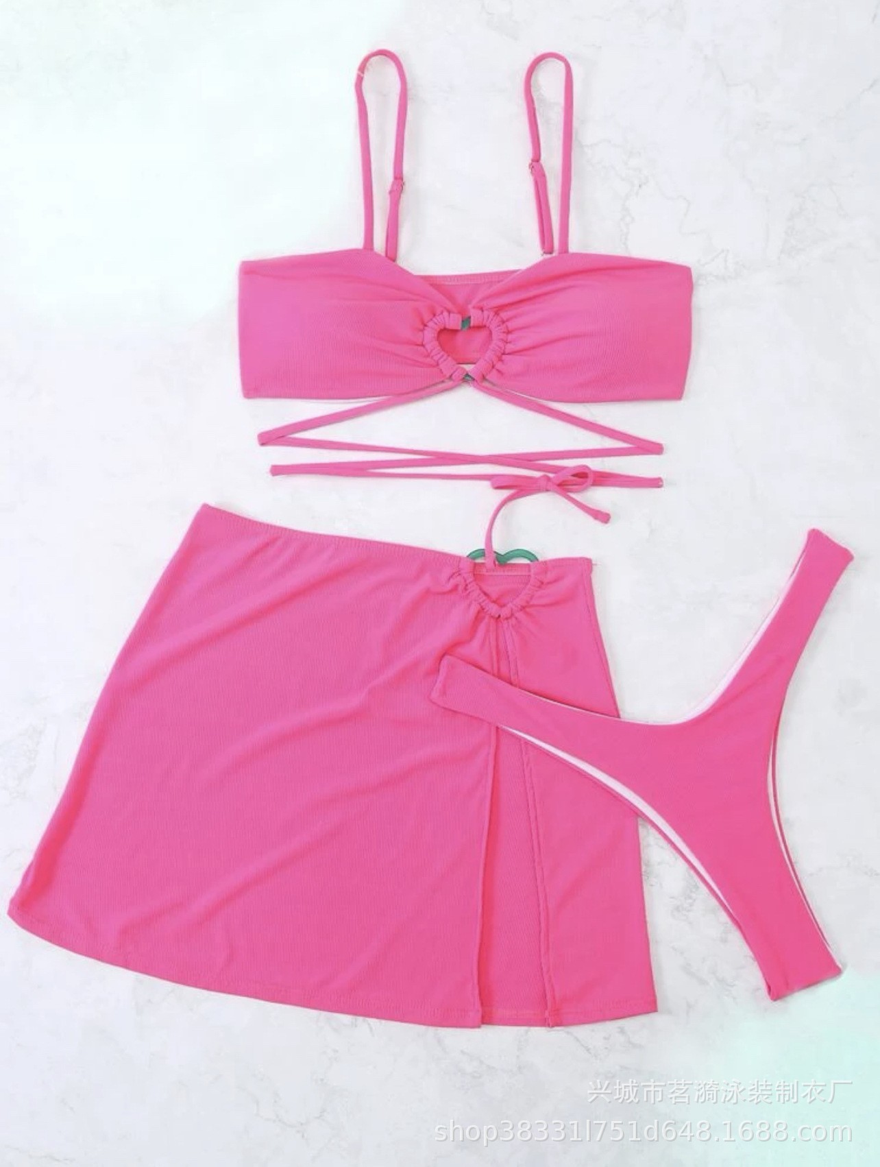 Mingyi nueva moda europea y americana dividida Correa bikini multicolor pequeño Pozo de las mujeres traje de baño de tres piezas