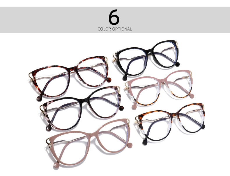 Lunettes rétro œil de chat anti-lumière bleue, monture haut de gamme, unisexe, cerclées en métal, pour hommes et femmes._voghion.com