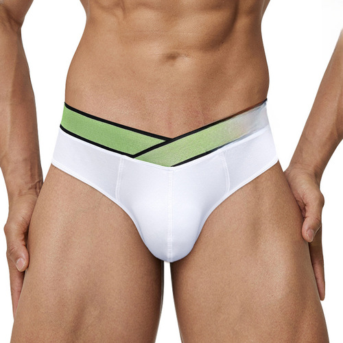PUMP! New Men's Briefs with Large V-Back Belted Sexy Triangle Briefs with Laser Gradient Comfort Low-Waist Underwear MP240