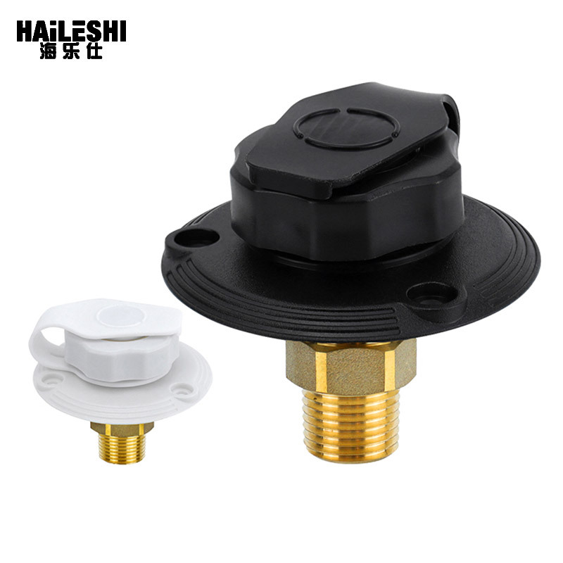 Universal Black and Yellow Water Inlet Kit for Rvs, One-Way Water Valve Filling Port with Dust Plug and Water Inlet for Yachts