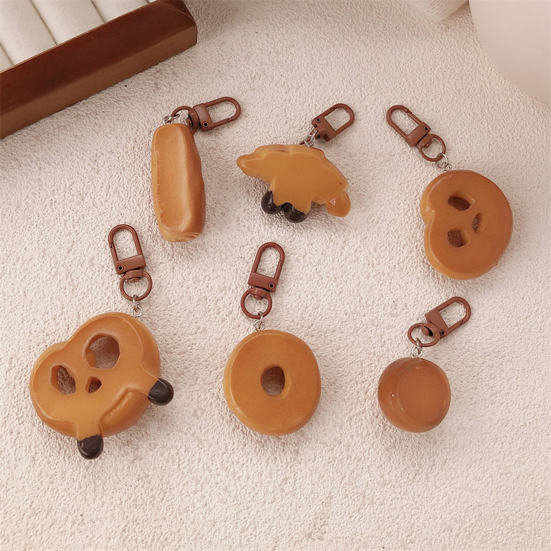 Simulación de comida, juego, pan, resina, crema de bricolaje, funda para teléfono móvil, horquilla, cuello, llavero, accesorios, colgante de croissant