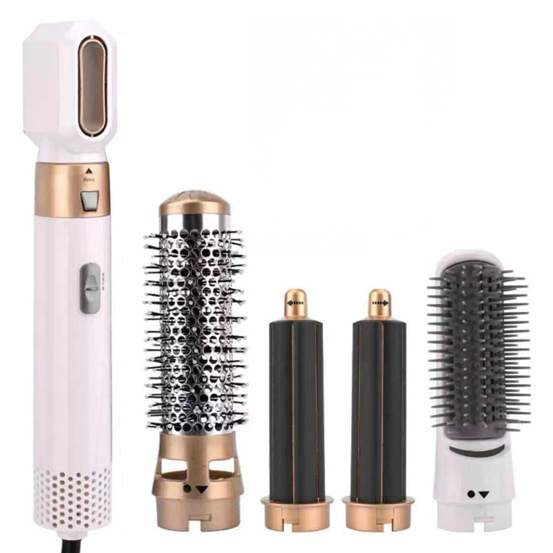 Seco de pelo multifuncional transfronterizo 5 en 1 peine caliente 5 en 1 peine de aire caliente absorción automática de cabello recto barra de cabello rizado