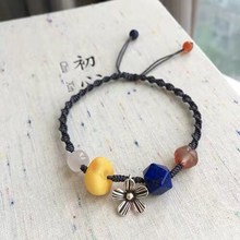 原创DIY款手绳搭配青金石富甲蜜蜡南红和田玉混搭多宝文艺手编绳