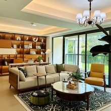 新中式北美黑胡桃木沙发意式轻奢宋式美学四人座实木家具