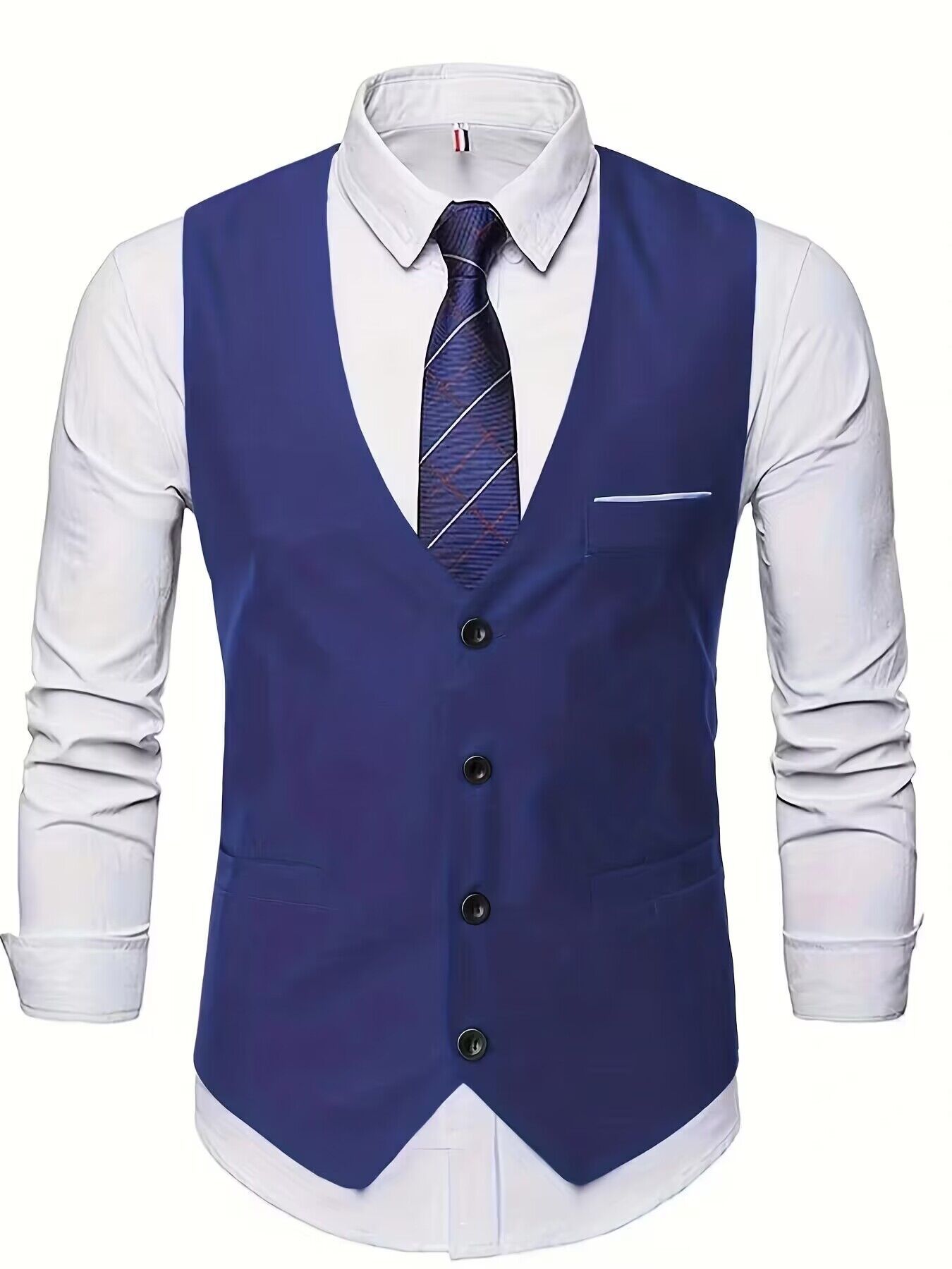 Código europeo transfronterizo nuevo estilo primavera y otoño casual para hombres color sólido sin planchar moda ciudad de trabajo chaleco de traje de hombre