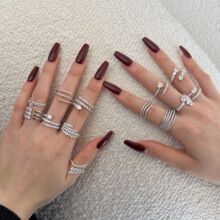 �羳ֱ��S925������ָŮ�����ʯ��Ƕ������������ʳָ��Ů��ָ��