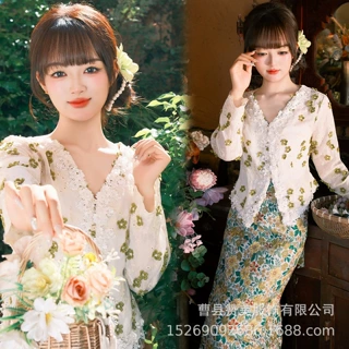 新款傣族少数民族服装小娘惹簪花女西双版纳夏季小清新摄影旅拍服