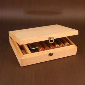 新款木质雪茄盒翻盖式大容量香烟雪茄保湿盒便捷家居雪茄收纳盒