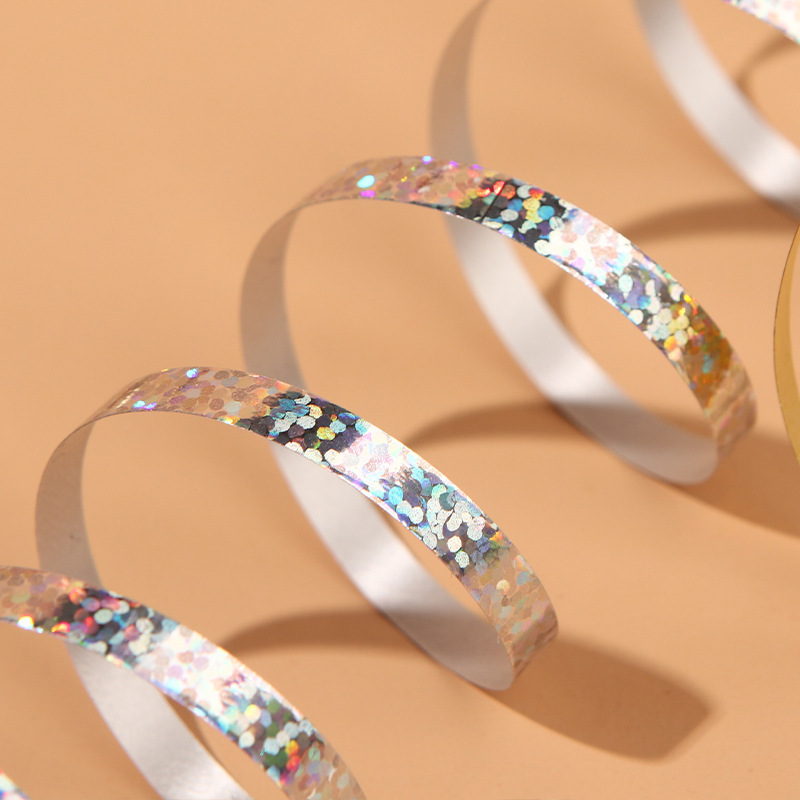 Fábrica directa 10 m cinta láser 5mm ancho globo guirnalda cinta decoración boda vacaciones cinta decorativa al por mayor