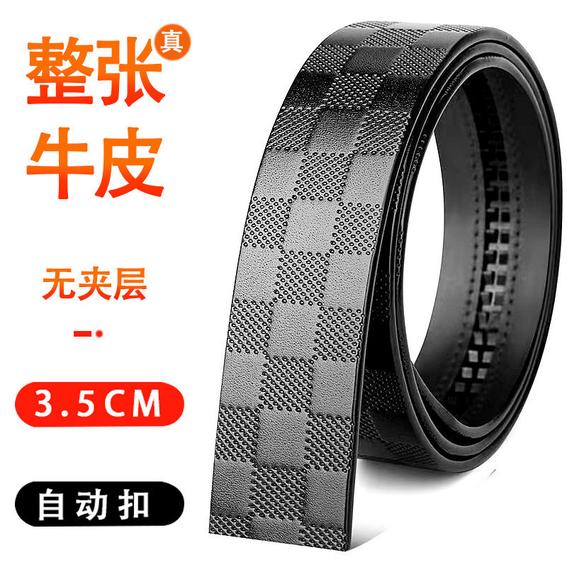 【First-Layer Cowhide】Men's Automatic Buckle Genuine Leather Belt Without Buckle Head, Versatile, in Stock from Guangzhou Factory