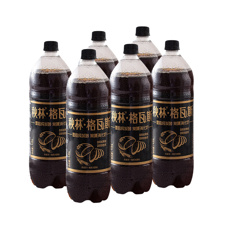 秋林格瓦斯俄罗斯风味黑格瓦斯饮料面包发酵饮料1.5l*6瓶/箱|ms