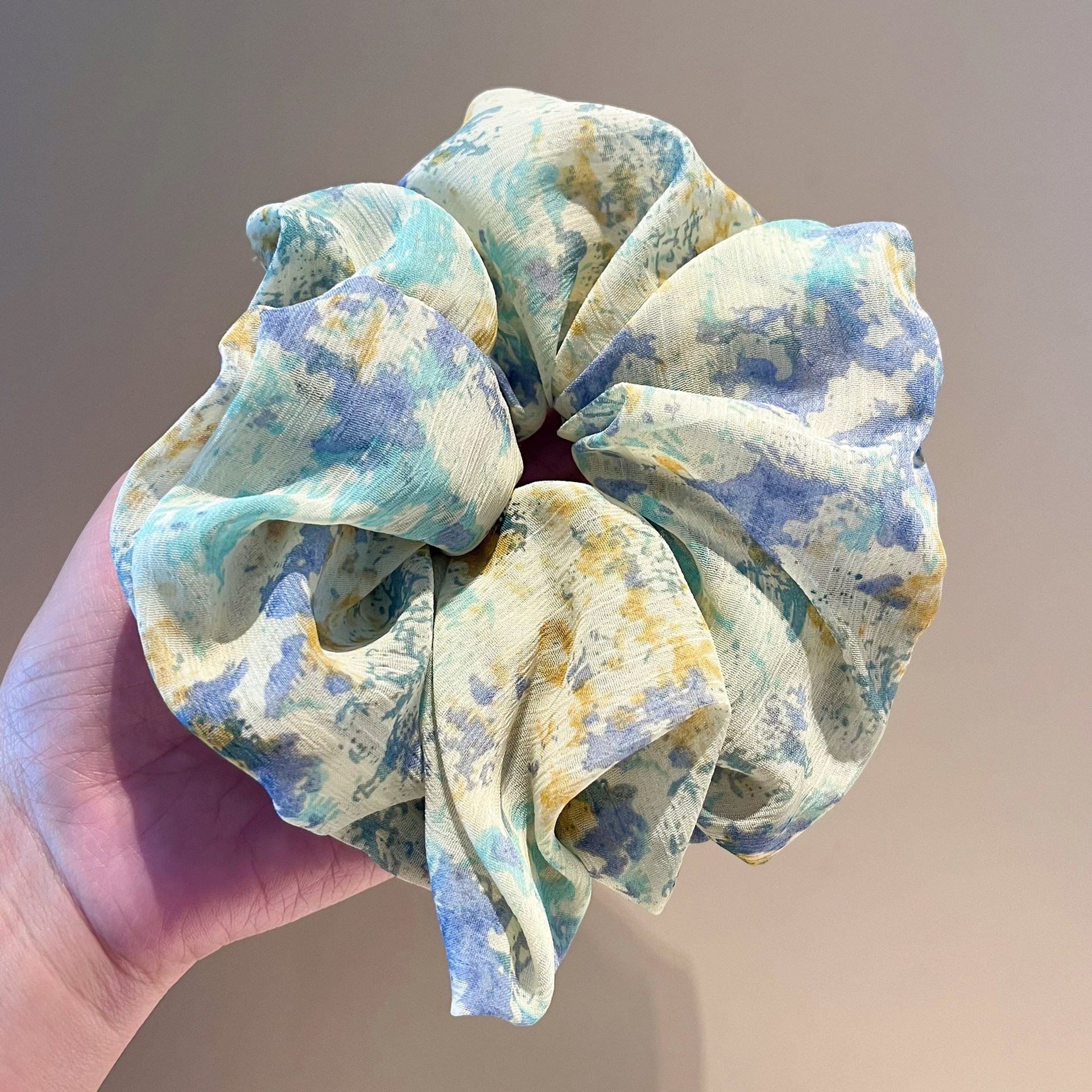 Mori tela vintage hilo salchicha anillo primavera y verano francés elegante 2023 nueva playa señora pintura al óleo estilo de impresión accesorios para el cabello