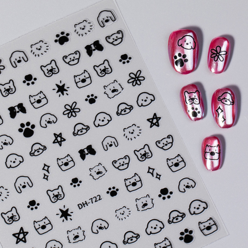 Explosive Graffiti Stickers Puppy Waterproof No Glue Nail Stickers Cute Childlike Kitten Nail Stickers Jewelry DH