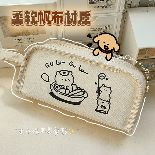 Ins style high-looking stationery box large-capacity pencil case girl version junior high school student large opening multi-layer simple pencil