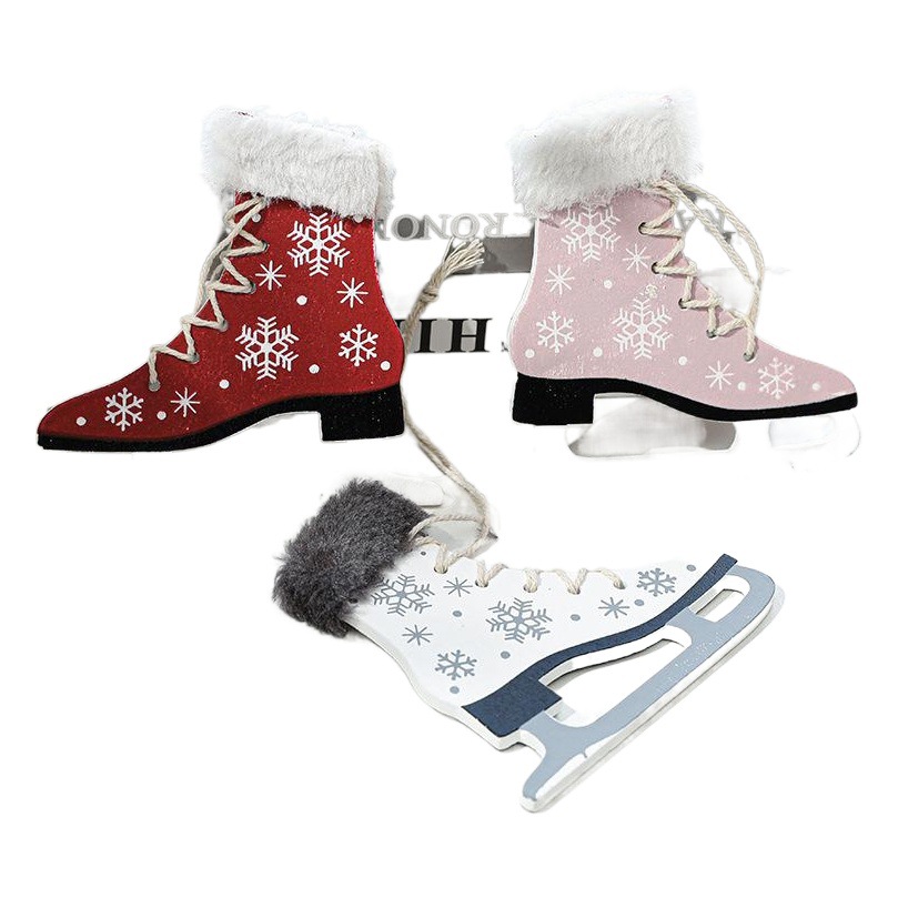 Hong Kong Heng zapatos de madera colgante de Navidad patines botas árbol de Navidad colgante de ventana colgante decoraciones de Navidad
