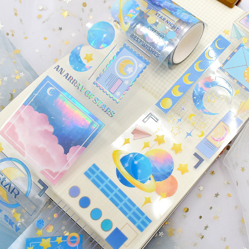 Society special materials pet shell light crystal laser butterfly collage hand ledger material hand ledger tape whole roll wholesale