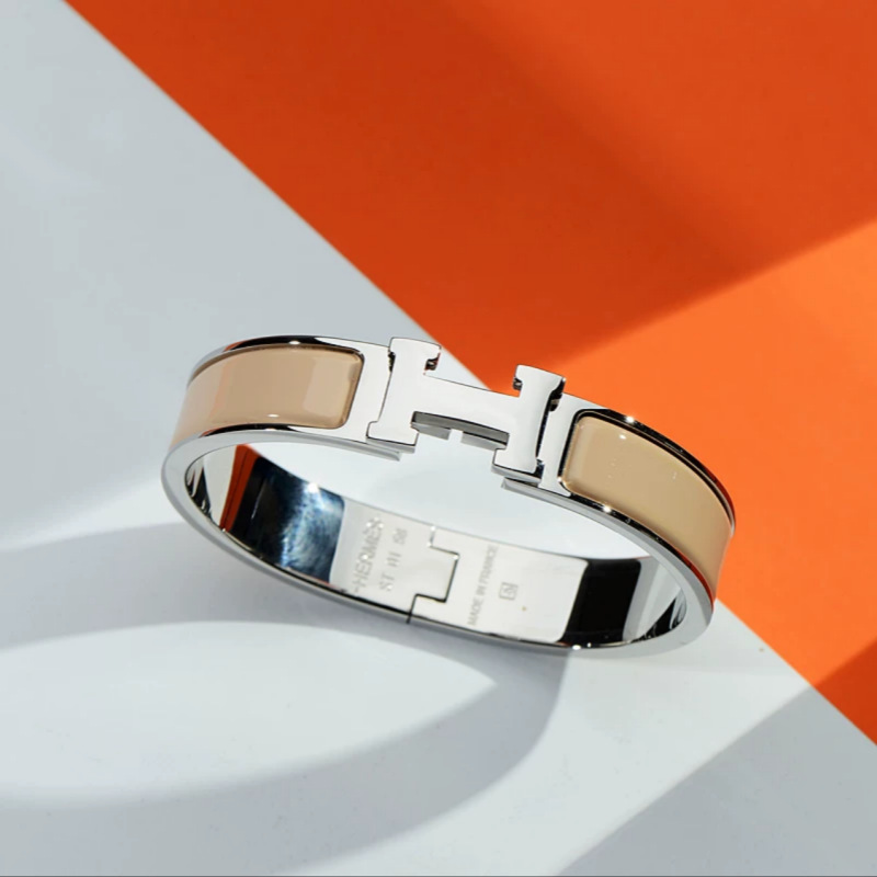 H文字フロストブラックサムライブレスレットエナメルクラシックカップルブレスレットローズゴールドワイドバージョン工場直販|undefined