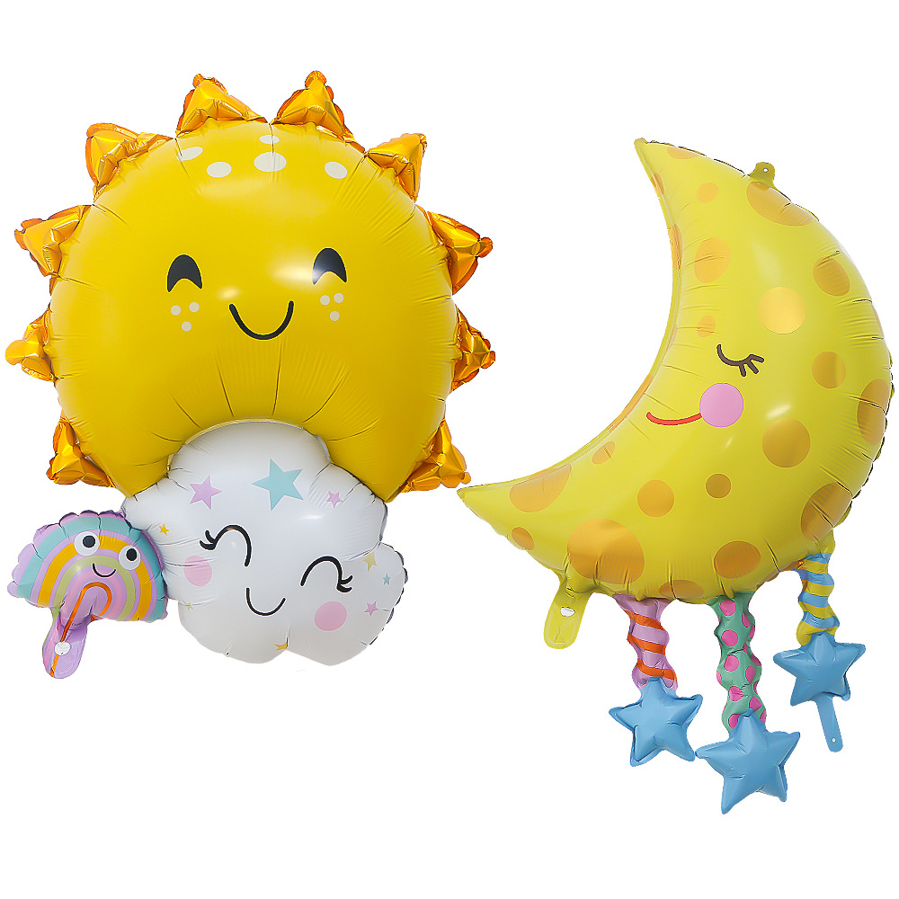 22g Weight Balloons Event & Party Supplies Party Occasion Aluminum Film Material Children'S Day Festival Sun, Rainbow, Moon Pattern Cute Style Print Craft Children's Day Sun Rainbow Moon Aluminum Film Party Balloons