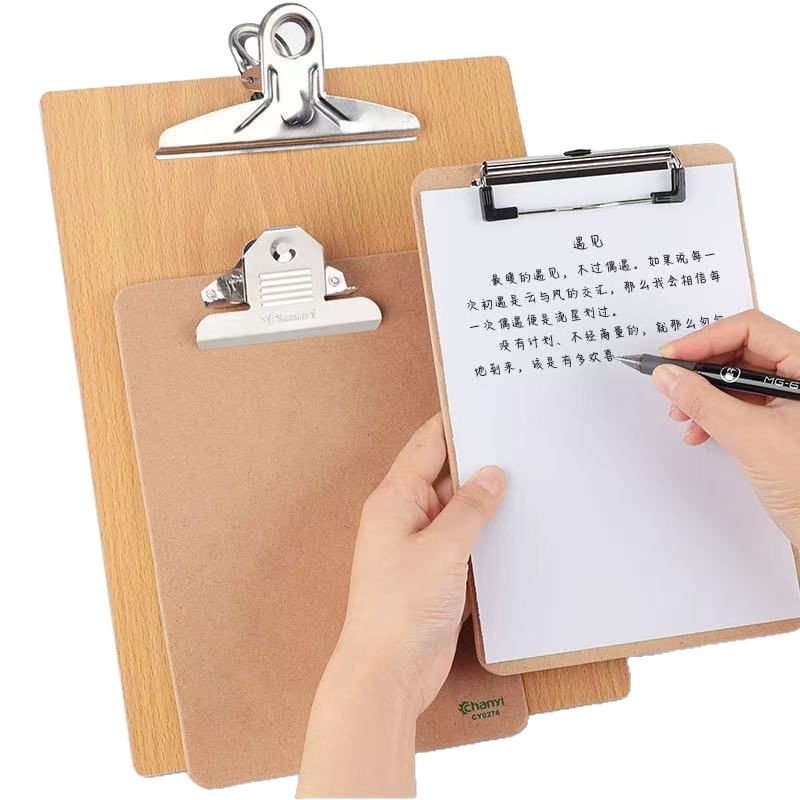 Clip de madera gruesa a4 tablero de carpetas tablero de escritura a5 tablero de contraplaca de papel suministros de oficina colgando carpetas al por mayor