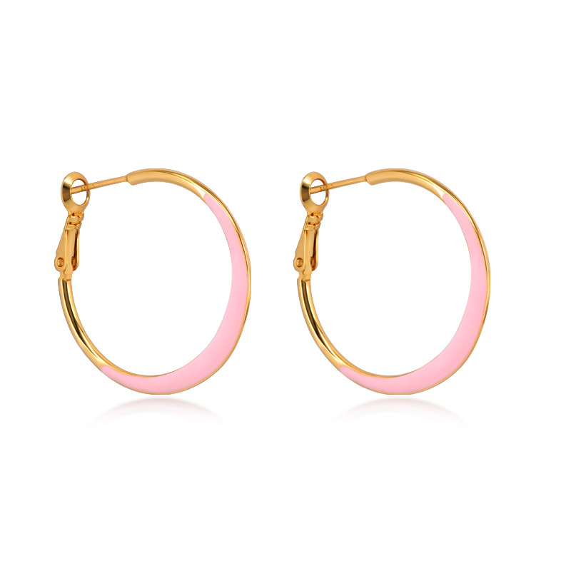 Simple Style Geometric Copper Hoop Earrings Enamel Copper Earrings