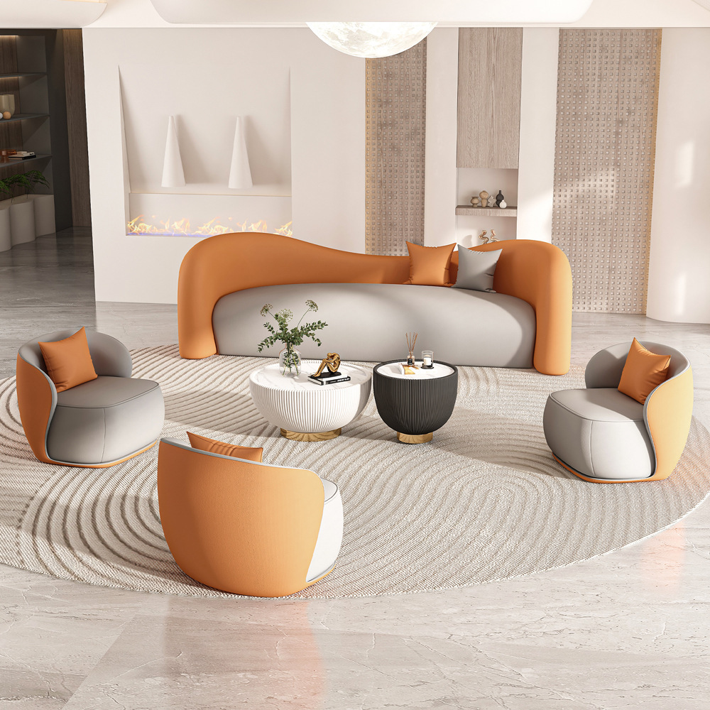 Cream style living room small apartment internet celebrity sofa apartment B & B beauty salon light luxury rest area reception sofa combination