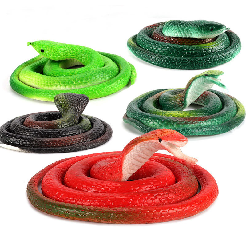 High Artificial Snake Toy Snake Soft Rubber Scary Rubber Snake Animal Fake Snake Round Head Snake Cobra Halloween