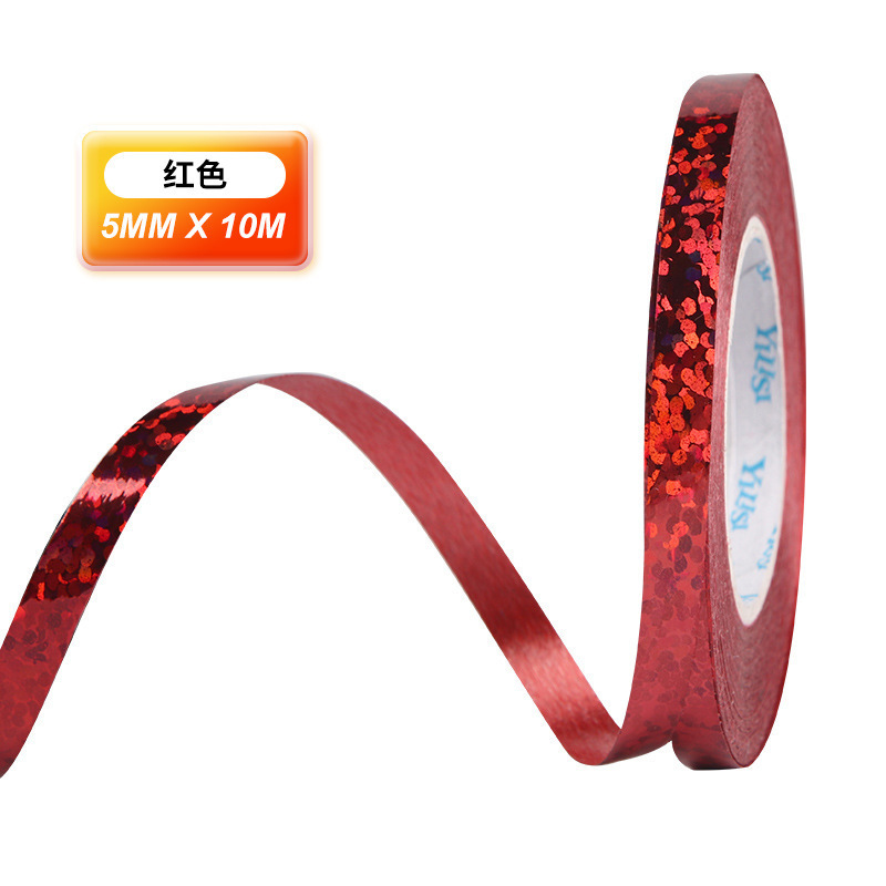 Fábrica directa 10 m cinta láser 5mm ancho globo guirnalda cinta decoración boda vacaciones cinta decorativa al por mayor