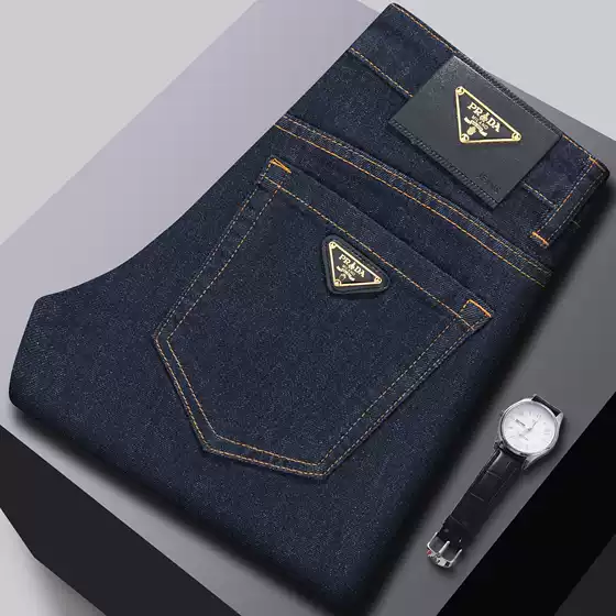 Brand's new autumn and winter collection debuts high-quality jeans, men's small straight leg slim fit trendy brand casual versatile pants, men's pants