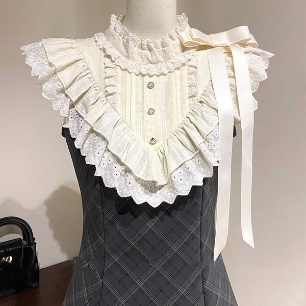 summer retro fitted small design dress with bow