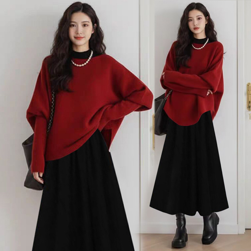 2026 Winter New Fashion Stylish and Youthful Christmas Red Festive Maternity Sweater + Base Skirt Maternity Set 2026 Winter New Fashion Stylish and Youthful Christmas Red Festive Maternity Sweater + Base Skirt Maternity Set
