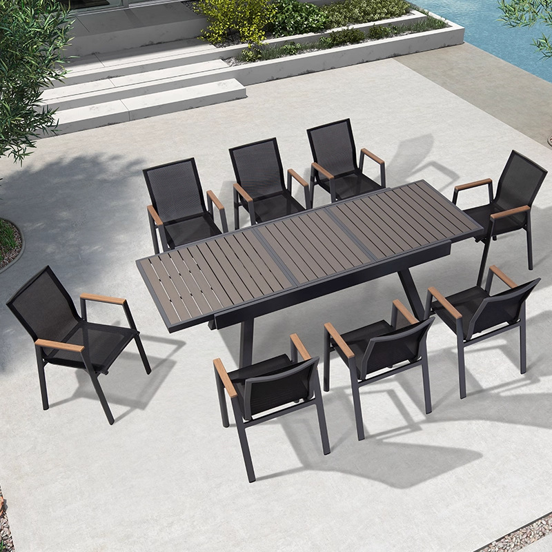 Mesa y silla al aire libre de ocio terraza al aire libre de tres piezas sillas combinadas patio terraza jardín patio telescópico