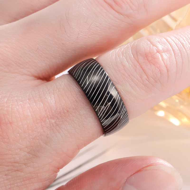 Grey Ceramic Deer Antler Men's Ring Image 1